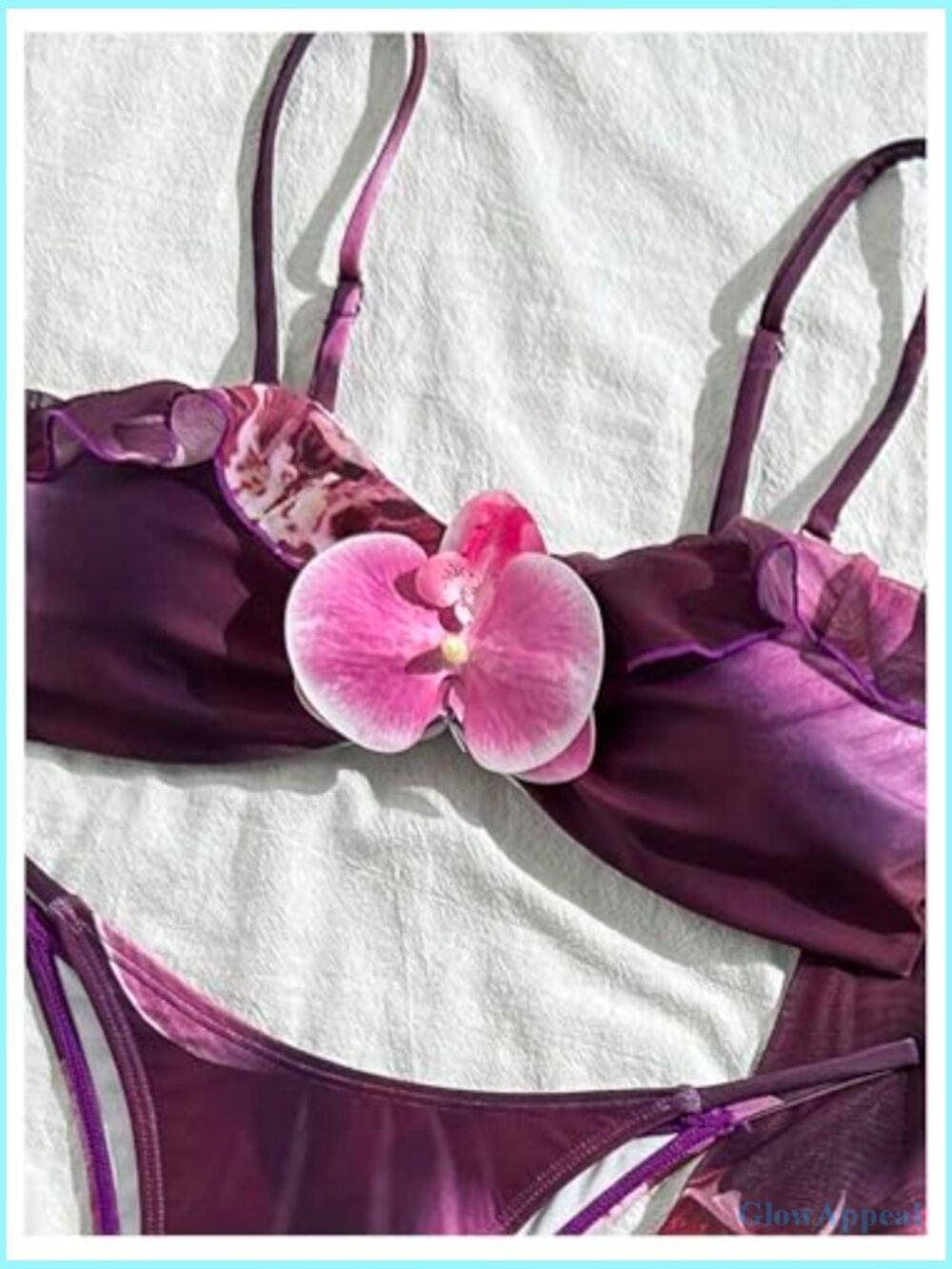Women's 3 Piece High Cut Cheeky Bikini Set with Skirt Cover Up - Picture 3 of 5